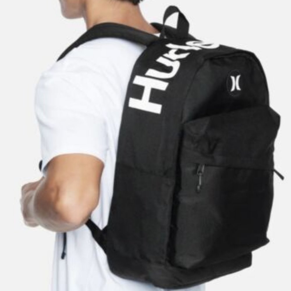 Hurley Groundswell Logo Backpack, Black, w/ Laptop Sleeve , Bottle Pocket As New